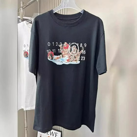 MM6 Maison Margiela Cat Playing Ball Print Cotton Drop Shoulder Short Sleeve T-shirt (2 styles)-2801  